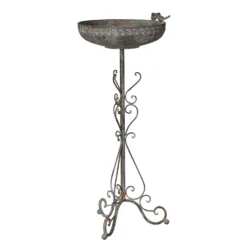 Vogeltränke, Schale Auf Fuß, Eisen, 30 X 33 X 75 Cm, Graubraun