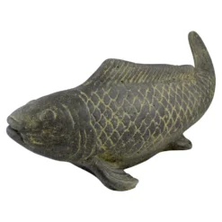 Fisch Geschnitzt, Grau, Gefärbt, Steinguss, 16 X 40 X 13 Cm -Garten Atmos Verkaufsgeschäft 0980305689 Fisch 40cm Stein geschnitzt 4 100485