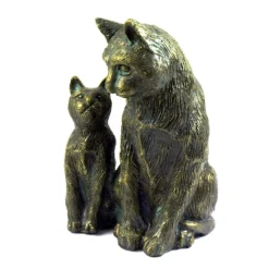 Rottenecker Bronze-Katze Mit Baby, 22 X 13,5 X 11 Cm