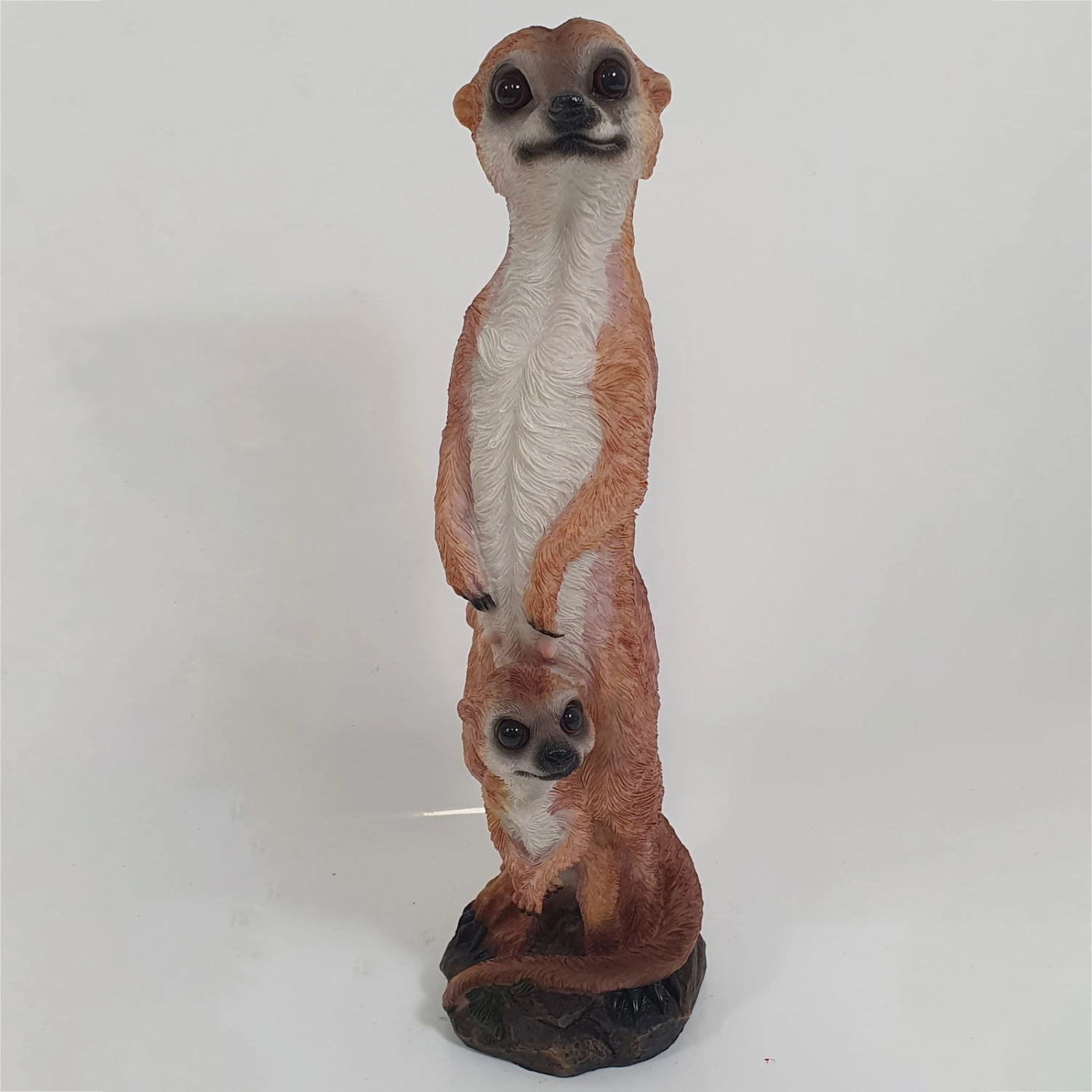 Erdmännchen Mit Kleinem Baby, Braun, Höhe Ca. 29 Cm 3 Erdmännchen Mit Kleinem Baby, Braun, Höhe Ca. 29 Cm